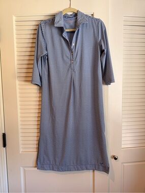 Vineyard Vines Sankaty Striped Polo Shirt Dress in Blue and White